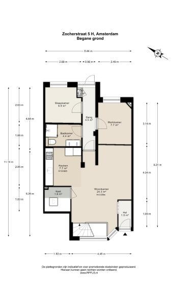 Floor Plan 1 - Zocherstraat 5 H